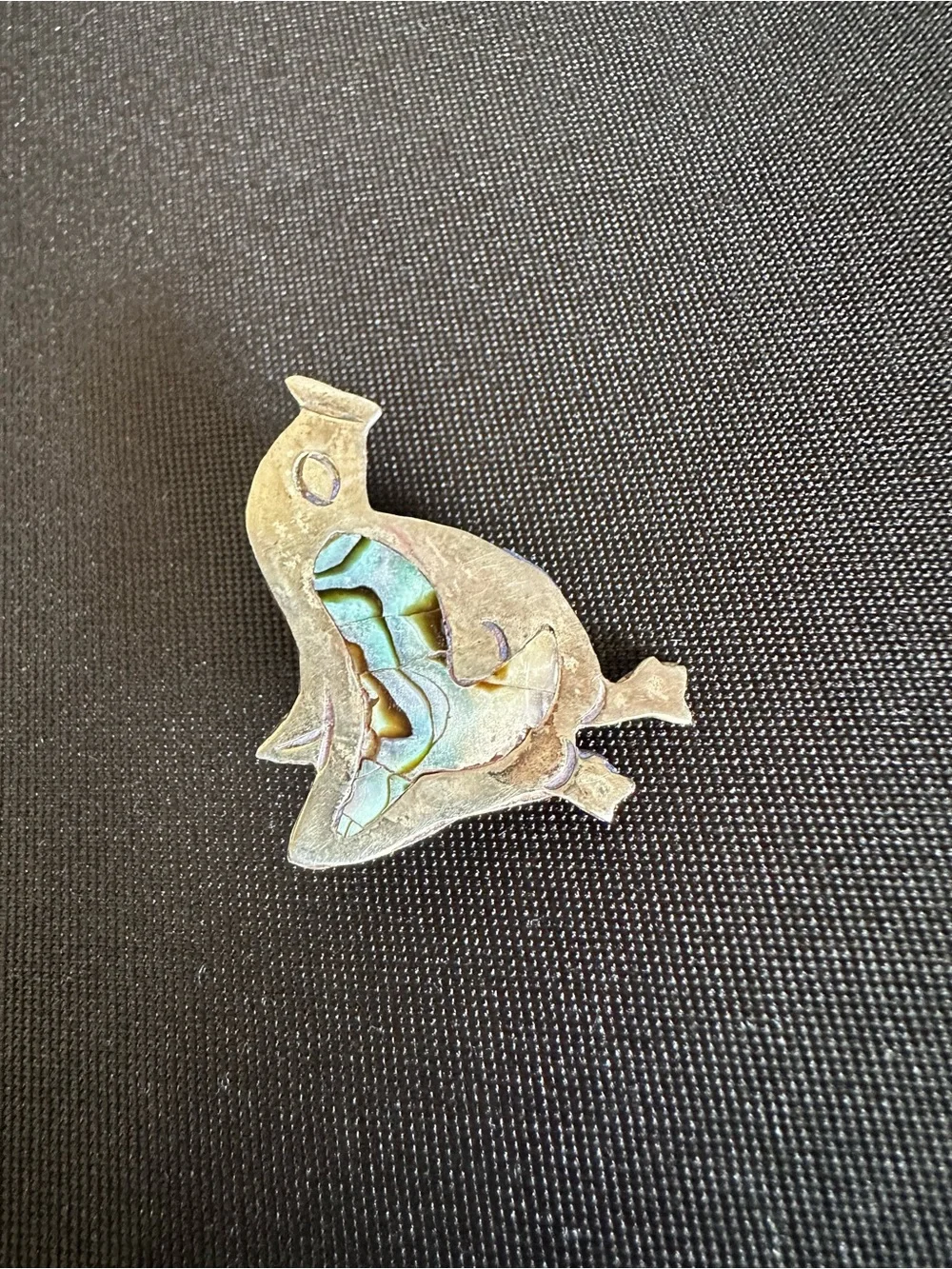 Vintage 925 sterling silver Mexican handmade abalone bird brooch